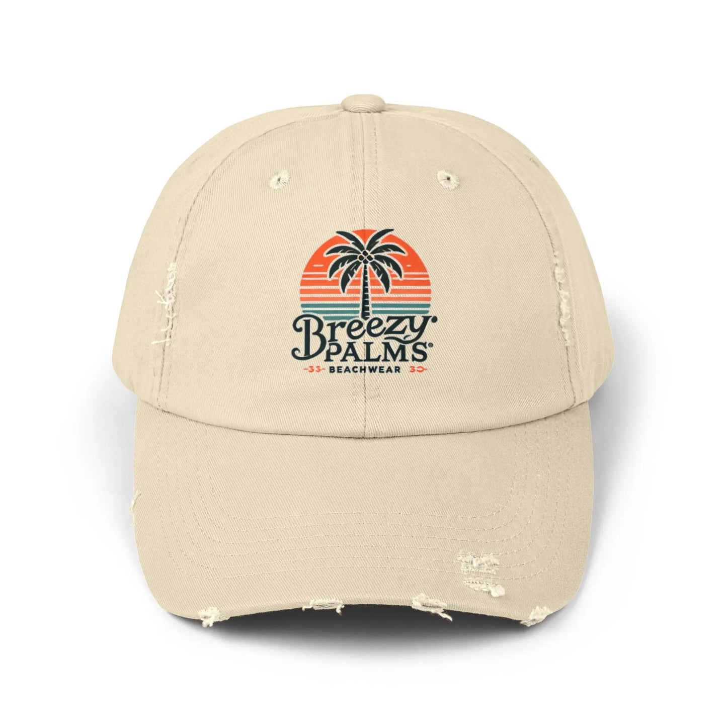Breezy Palms Distressed Cap - Beachwear Vibe for All Seasons Printify