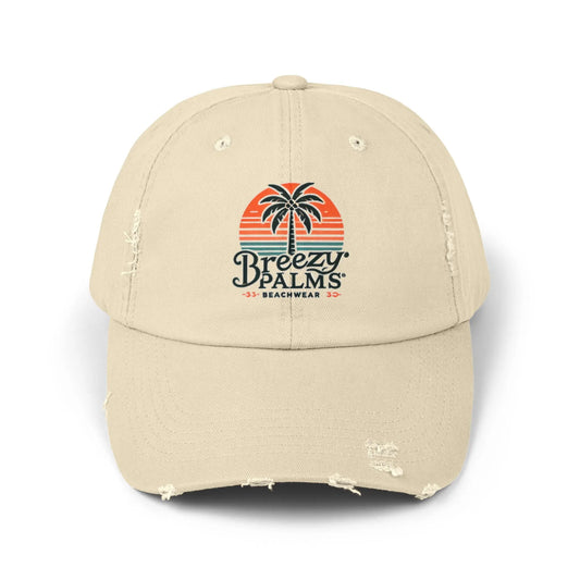 Breezy Palms Distressed Cap - Beachwear Vibe for All Seasons Printify