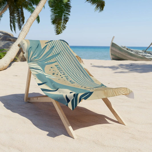 Breezy Palms Beach Towel - Tropical Vibe for Summer Fun Printify