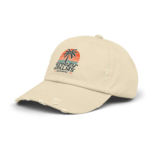 Breezy Palms Distressed Cap - Beachwear Vibe for All Seasons Printify