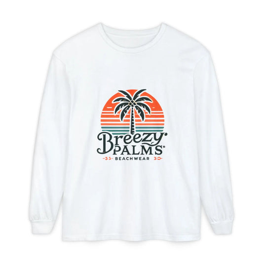 Breezy Palms Long Sleeve T-Shirt - Ride the Waves Beachwear Printify
